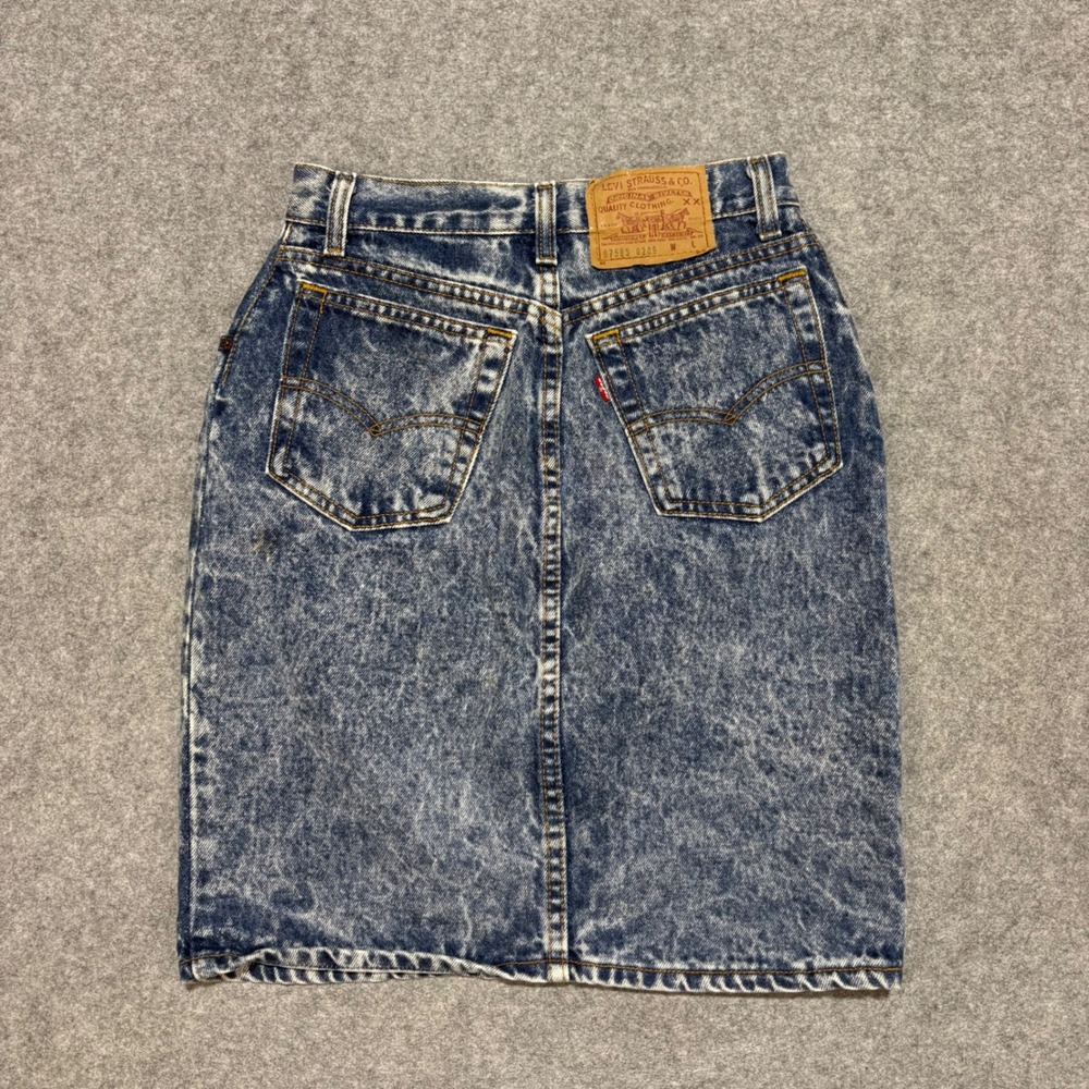Vintage Levis 97505 0209 Acid Wash Denim Skirt Made in USA Blue W25 L19.5